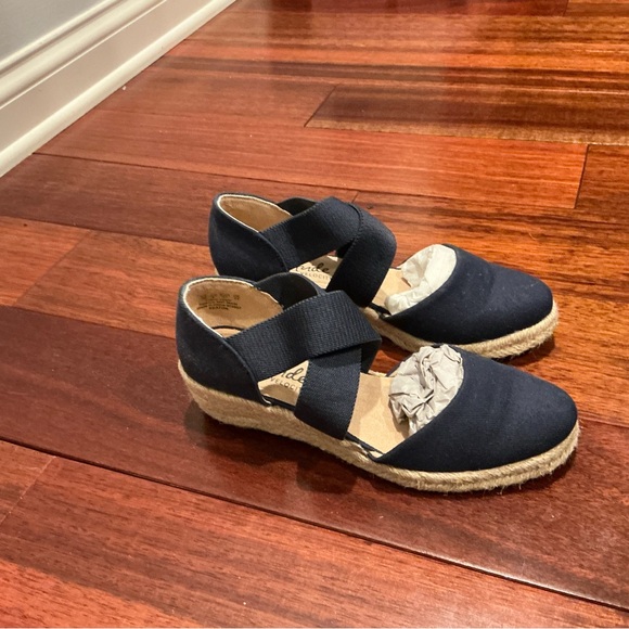 Black Espadrille Flats with Elastic Straps - Picture 1 of 4